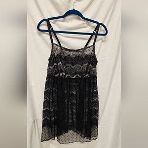 Cacique SZ 18/20 Black Sheer Lacey See Through Babydoll Lingerie